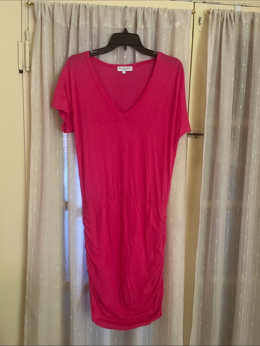 Michael Stars Hot Pink V-Neck Short Sleeve Dress